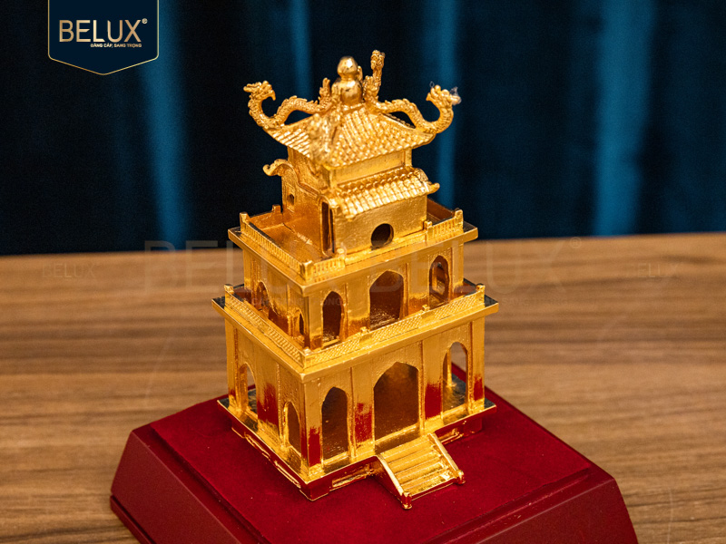 Mô hình Tháp Rùa bằng đồng mạ vàng 24k